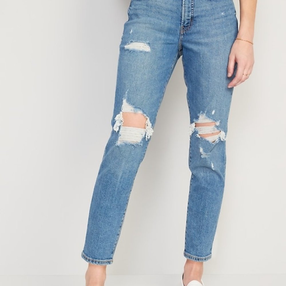 Old Navy High-Waisted O.G. Straight Light-Wash Ripped Jeans